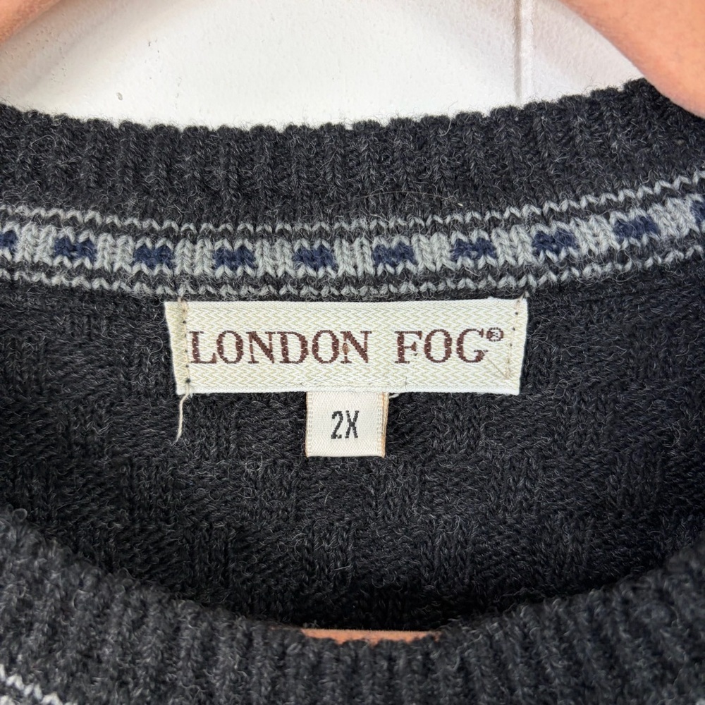 Vintage Gray Crew Neck Pullover Sweater Nordic Wool Blend 1990s Preppy Mens 2X - Picture 8 of 11